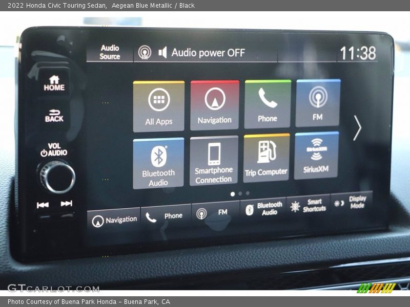 Aegean Blue Metallic / Black 2022 Honda Civic Touring Sedan