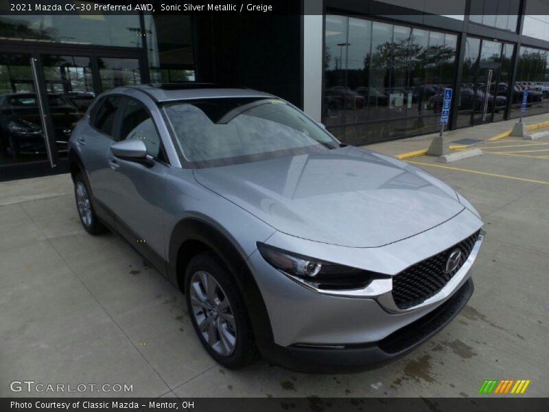 Sonic Silver Metallic / Greige 2021 Mazda CX-30 Preferred AWD