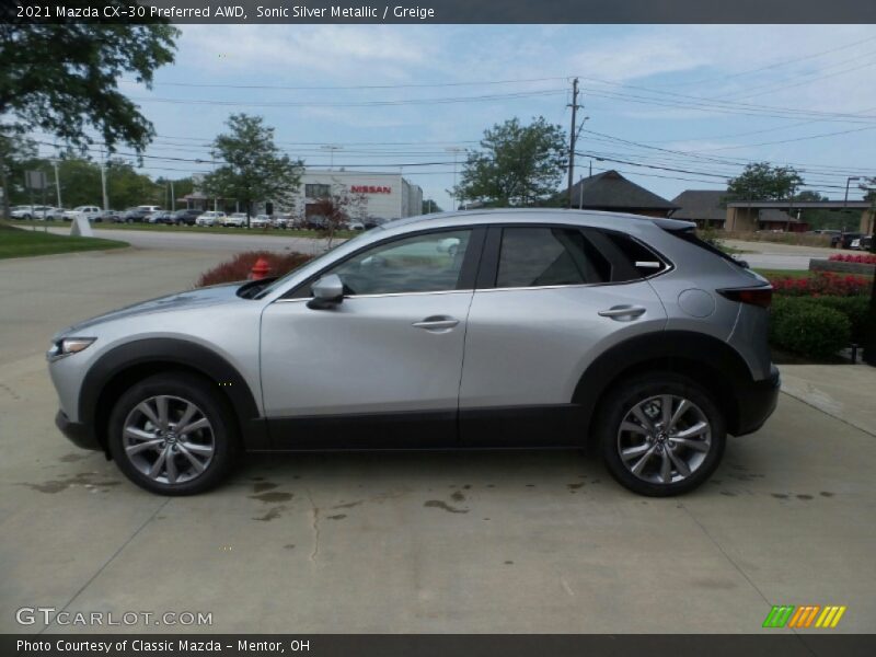 Sonic Silver Metallic / Greige 2021 Mazda CX-30 Preferred AWD