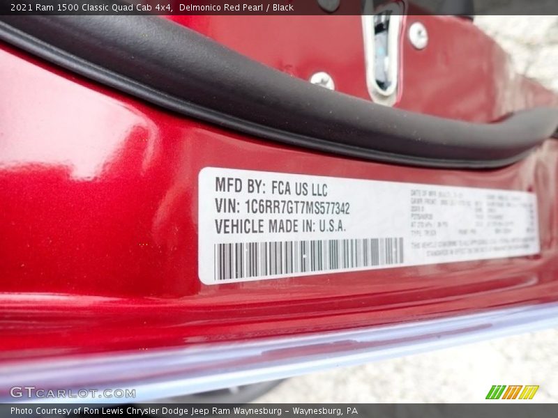 Delmonico Red Pearl / Black 2021 Ram 1500 Classic Quad Cab 4x4