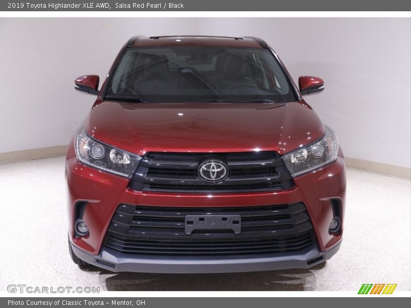 Salsa Red Pearl / Black 2019 Toyota Highlander XLE AWD