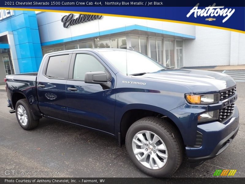 Northsky Blue Metallic / Jet Black 2021 Chevrolet Silverado 1500 Custom Crew Cab 4x4
