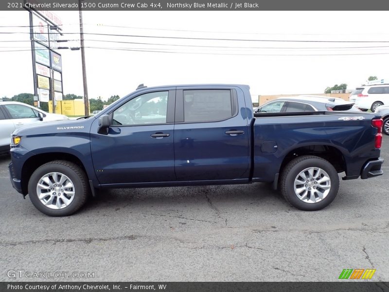 Northsky Blue Metallic / Jet Black 2021 Chevrolet Silverado 1500 Custom Crew Cab 4x4
