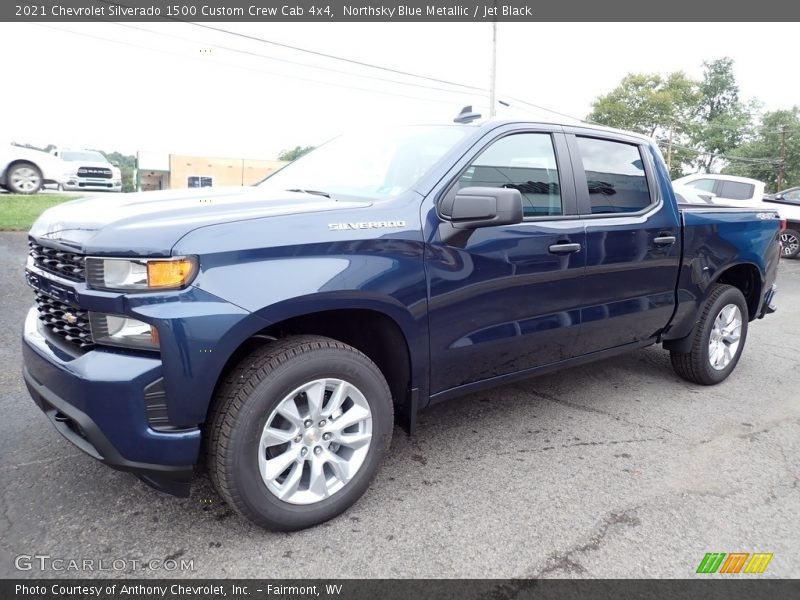 Northsky Blue Metallic / Jet Black 2021 Chevrolet Silverado 1500 Custom Crew Cab 4x4