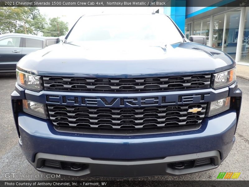 Northsky Blue Metallic / Jet Black 2021 Chevrolet Silverado 1500 Custom Crew Cab 4x4
