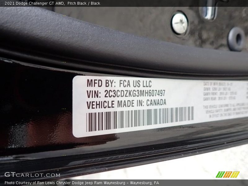 Pitch Black / Black 2021 Dodge Challenger GT AWD