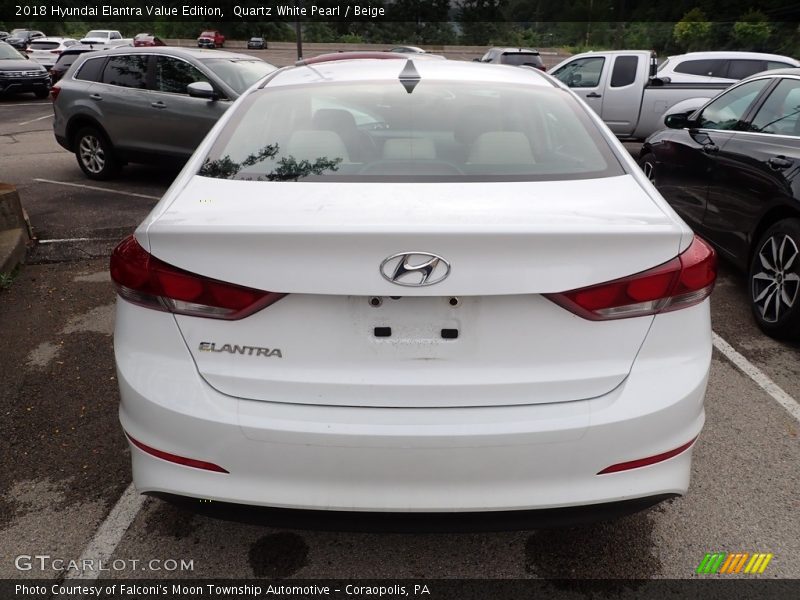 Quartz White Pearl / Beige 2018 Hyundai Elantra Value Edition