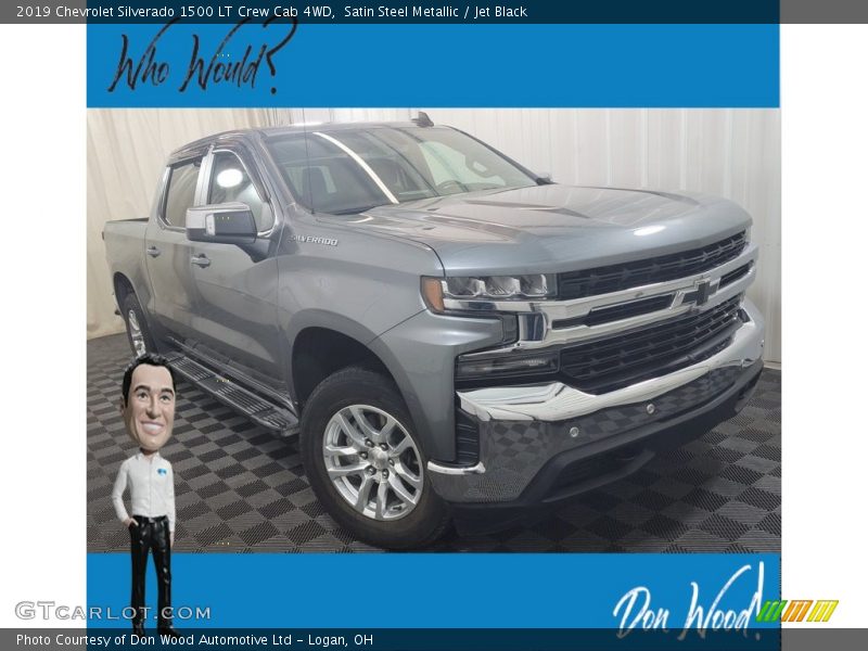 Satin Steel Metallic / Jet Black 2019 Chevrolet Silverado 1500 LT Crew Cab 4WD