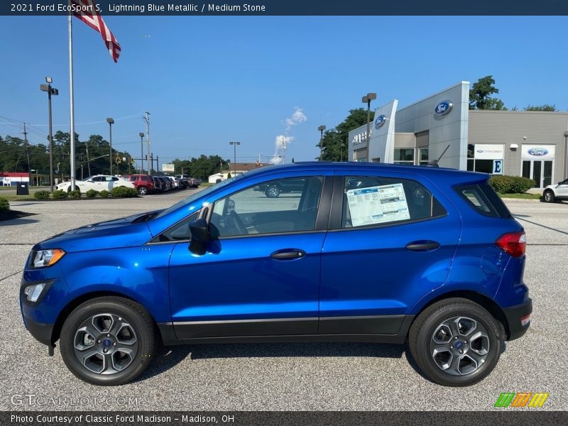 Lightning Blue Metallic / Medium Stone 2021 Ford EcoSport S