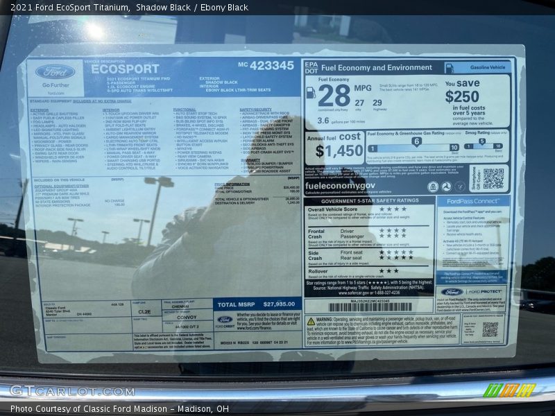 Shadow Black / Ebony Black 2021 Ford EcoSport Titanium
