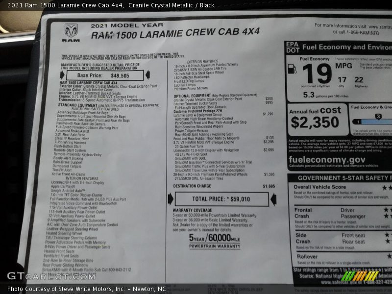 Granite Crystal Metallic / Black 2021 Ram 1500 Laramie Crew Cab 4x4