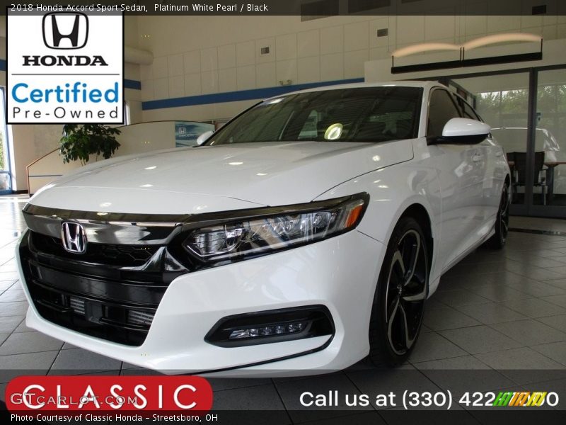 Platinum White Pearl / Black 2018 Honda Accord Sport Sedan