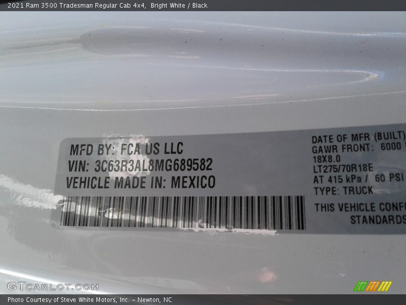 Bright White / Black 2021 Ram 3500 Tradesman Regular Cab 4x4