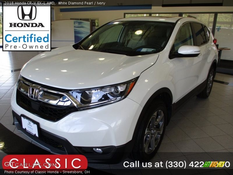 White Diamond Pearl / Ivory 2018 Honda CR-V EX-L AWD