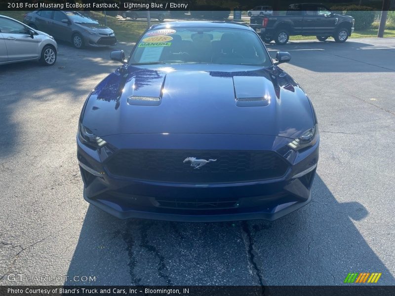 Lightning Blue / Ebony 2018 Ford Mustang EcoBoost Fastback