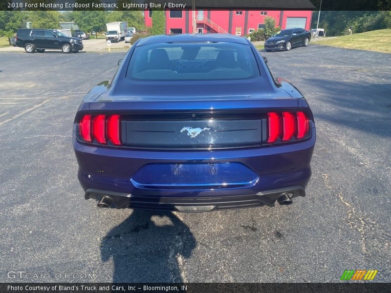 Lightning Blue / Ebony 2018 Ford Mustang EcoBoost Fastback