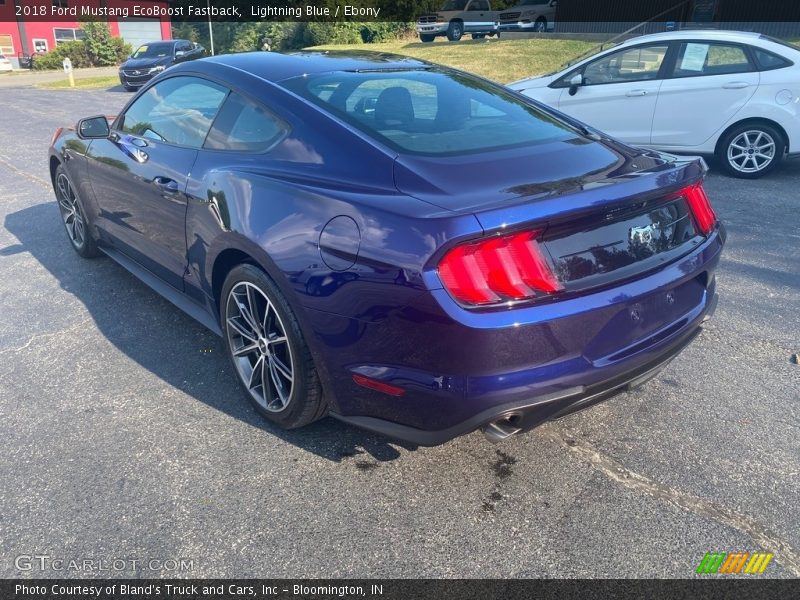 Lightning Blue / Ebony 2018 Ford Mustang EcoBoost Fastback