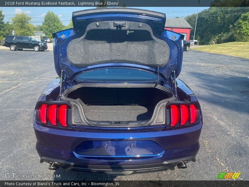 Lightning Blue / Ebony 2018 Ford Mustang EcoBoost Fastback
