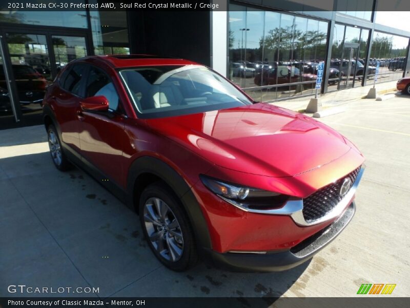 Soul Red Crystal Metallic / Greige 2021 Mazda CX-30 Preferred AWD