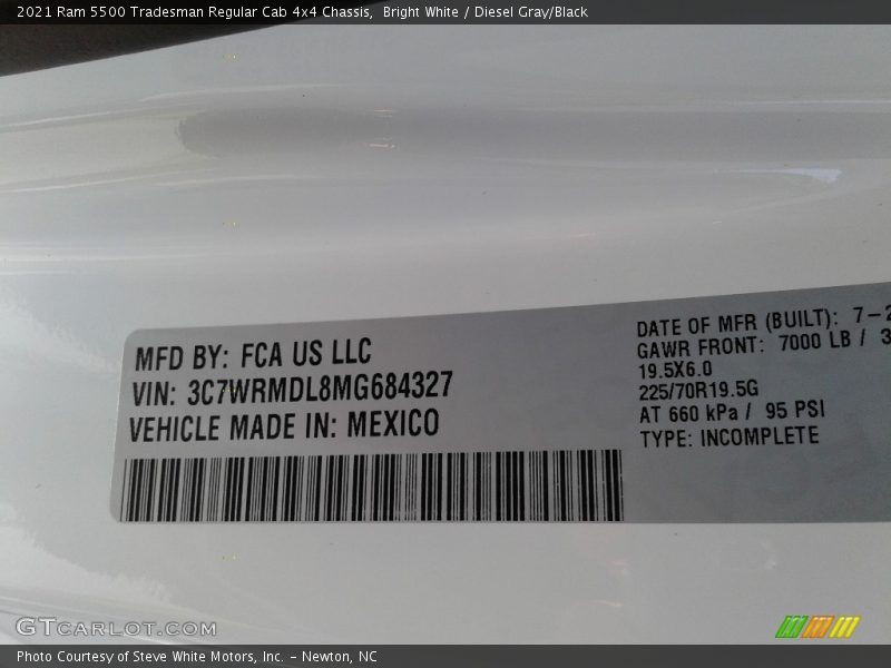 Bright White / Diesel Gray/Black 2021 Ram 5500 Tradesman Regular Cab 4x4 Chassis
