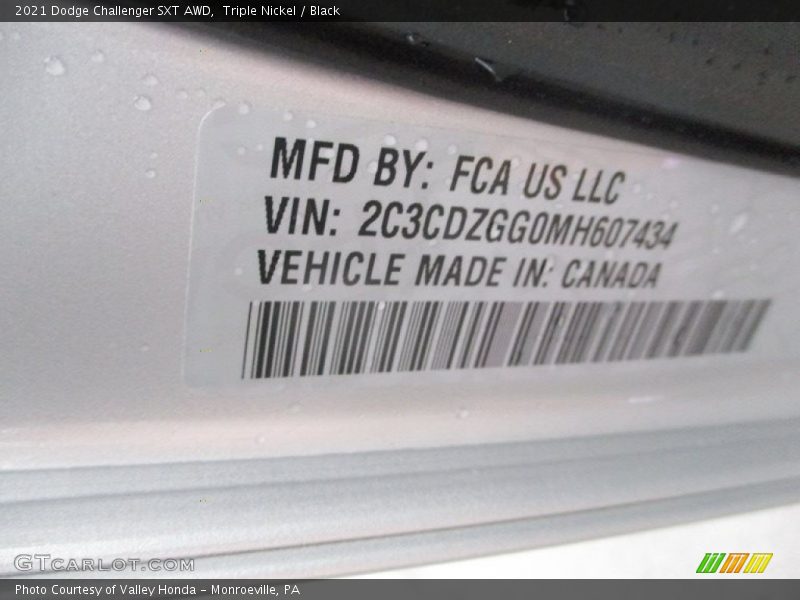 Triple Nickel / Black 2021 Dodge Challenger SXT AWD