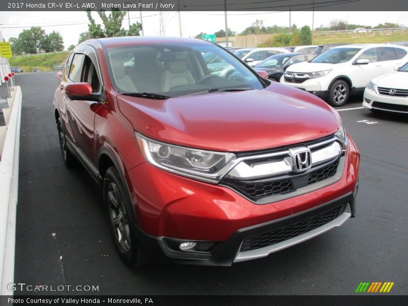 Molten Lava Pearl / Ivory 2017 Honda CR-V EX-L AWD
