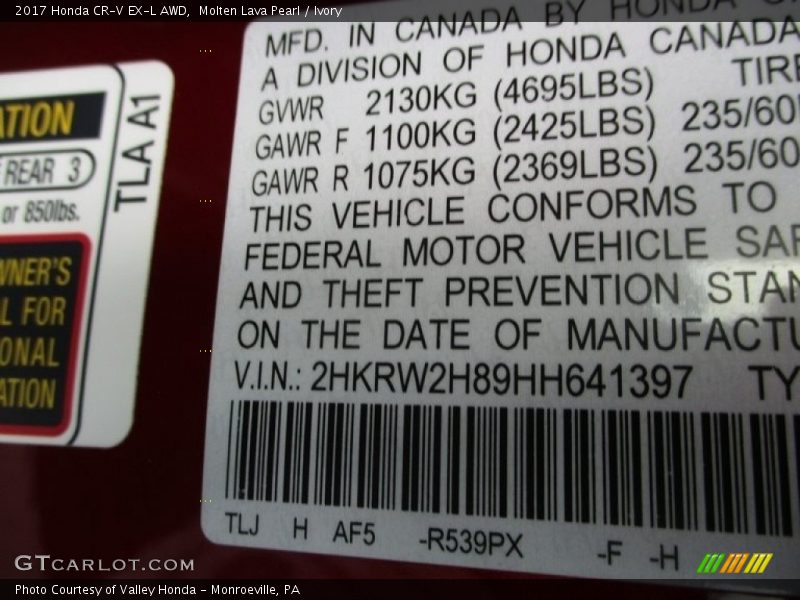 Molten Lava Pearl / Ivory 2017 Honda CR-V EX-L AWD