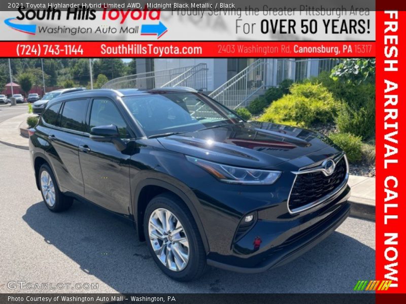 Midnight Black Metallic / Black 2021 Toyota Highlander Hybrid Limited AWD