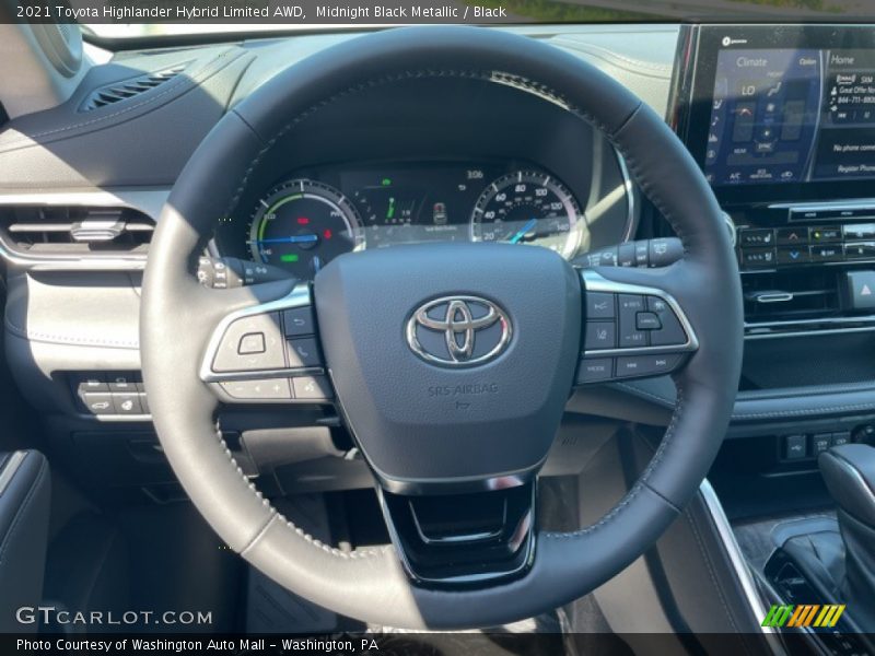 Midnight Black Metallic / Black 2021 Toyota Highlander Hybrid Limited AWD