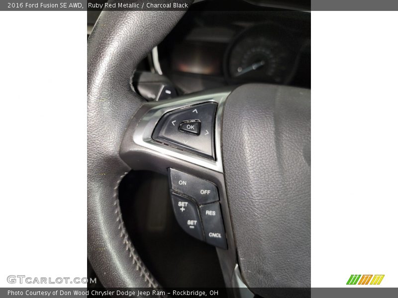 Ruby Red Metallic / Charcoal Black 2016 Ford Fusion SE AWD