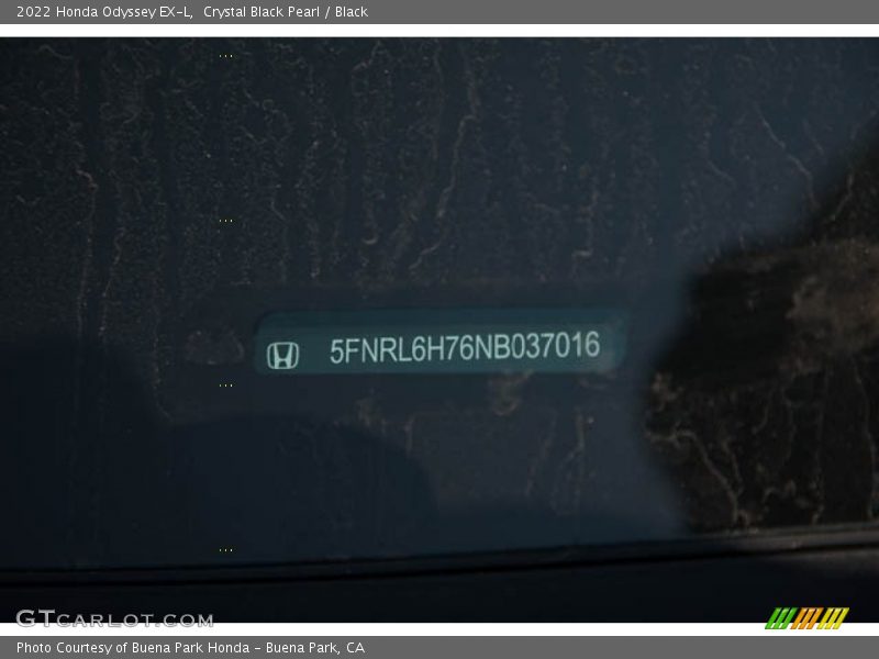 Crystal Black Pearl / Black 2022 Honda Odyssey EX-L