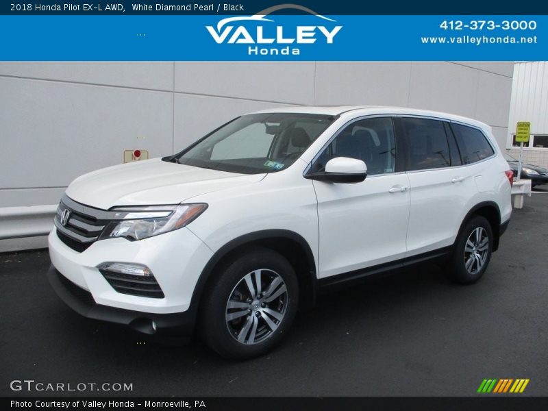 White Diamond Pearl / Black 2018 Honda Pilot EX-L AWD