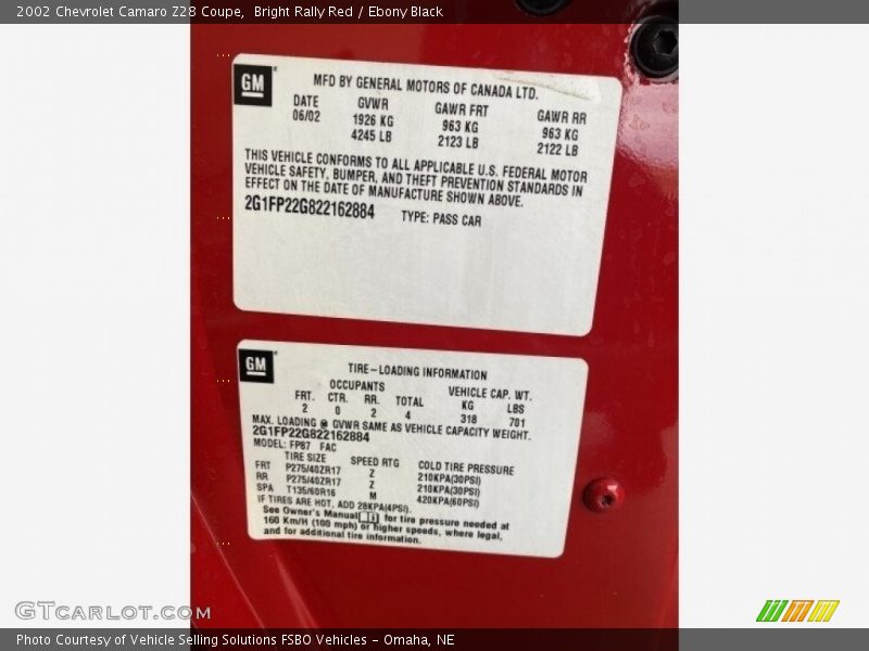 Bright Rally Red / Ebony Black 2002 Chevrolet Camaro Z28 Coupe