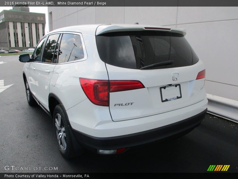 White Diamond Pearl / Beige 2016 Honda Pilot EX-L AWD