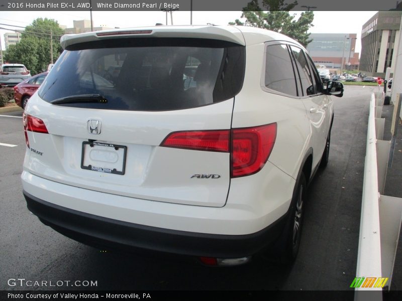 White Diamond Pearl / Beige 2016 Honda Pilot EX-L AWD