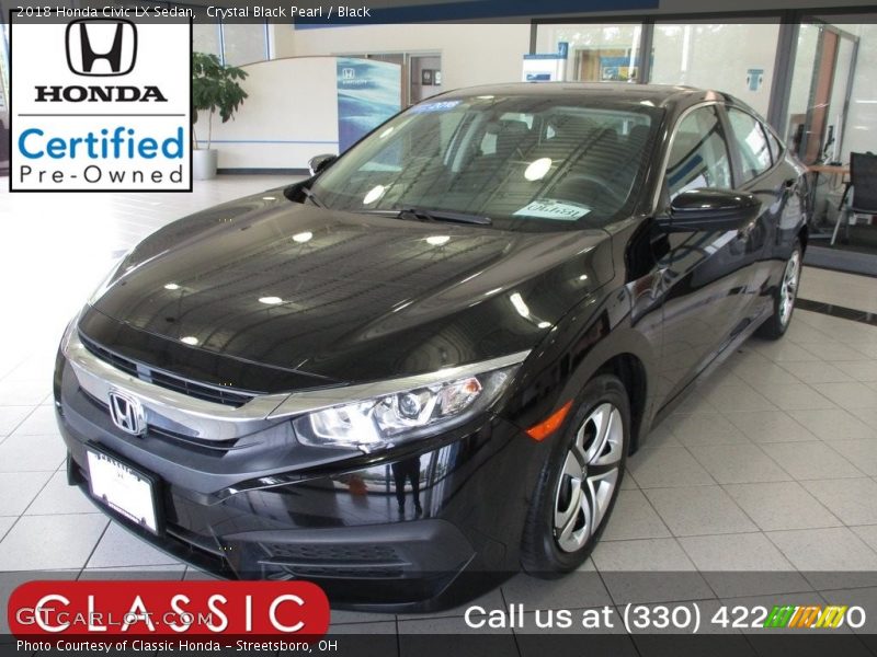 Crystal Black Pearl / Black 2018 Honda Civic LX Sedan