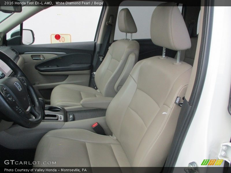 White Diamond Pearl / Beige 2016 Honda Pilot EX-L AWD