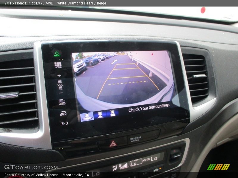 White Diamond Pearl / Beige 2016 Honda Pilot EX-L AWD
