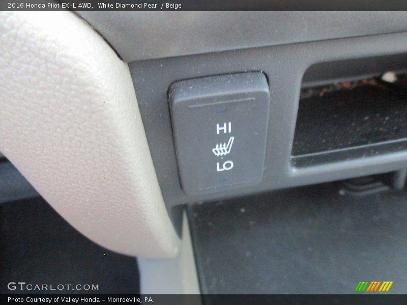 White Diamond Pearl / Beige 2016 Honda Pilot EX-L AWD