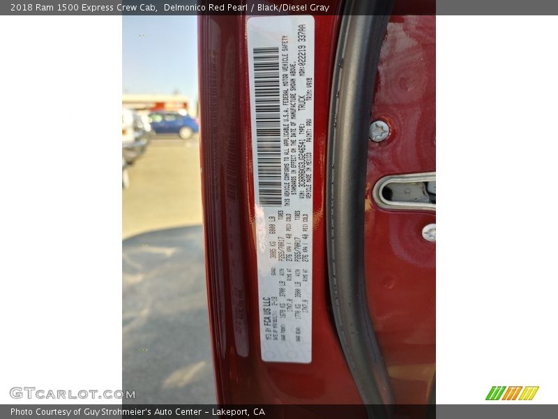 Delmonico Red Pearl / Black/Diesel Gray 2018 Ram 1500 Express Crew Cab