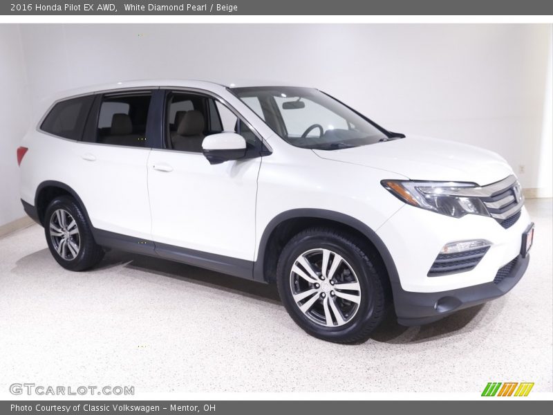 White Diamond Pearl / Beige 2016 Honda Pilot EX AWD
