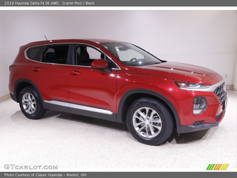 Scarlet Red / Black 2019 Hyundai Santa Fe SE AWD