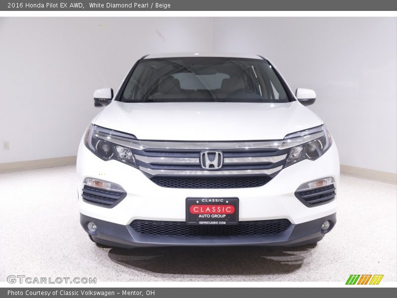 White Diamond Pearl / Beige 2016 Honda Pilot EX AWD