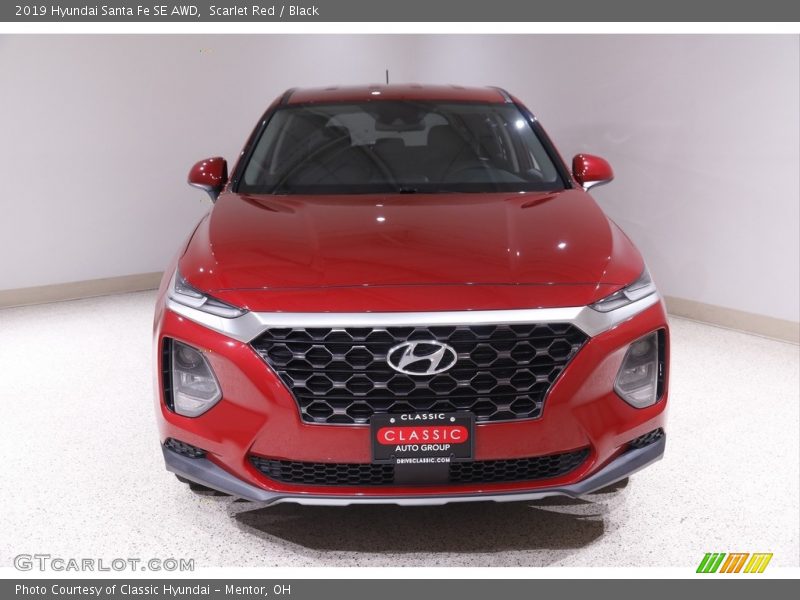 Scarlet Red / Black 2019 Hyundai Santa Fe SE AWD