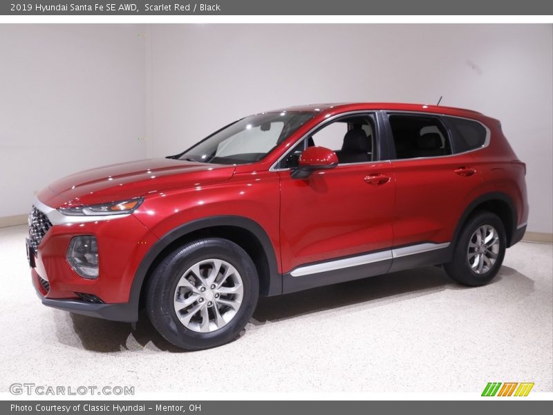 Scarlet Red / Black 2019 Hyundai Santa Fe SE AWD