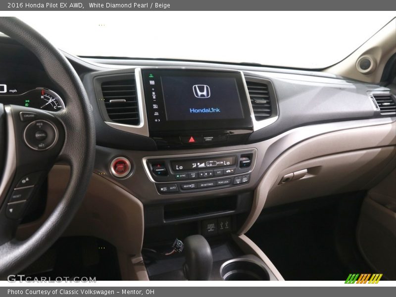 White Diamond Pearl / Beige 2016 Honda Pilot EX AWD