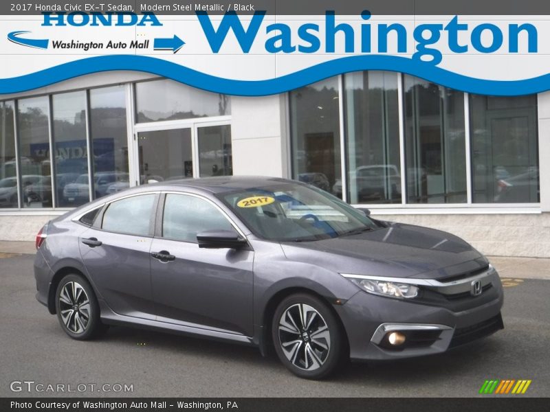 Modern Steel Metallic / Black 2017 Honda Civic EX-T Sedan