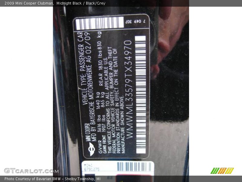 Midnight Black / Black/Grey 2009 Mini Cooper Clubman
