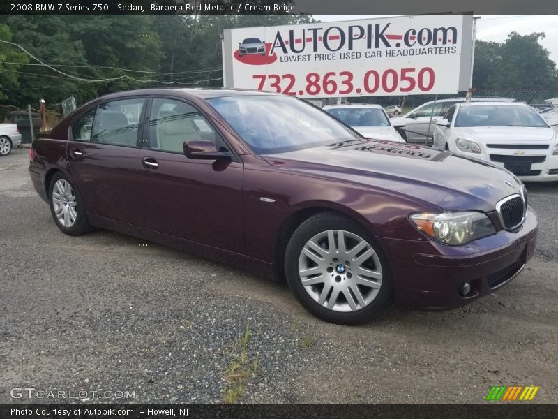 Barbera Red Metallic / Cream Beige 2008 BMW 7 Series 750Li Sedan