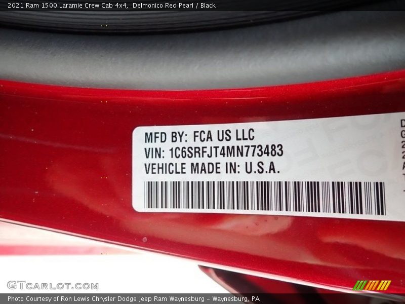 Delmonico Red Pearl / Black 2021 Ram 1500 Laramie Crew Cab 4x4